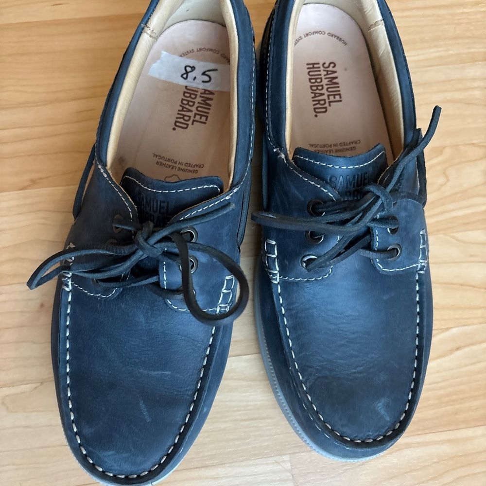 Samuel Hubbard Men's Navy Blue Leather Boat Shoes 8.5 new